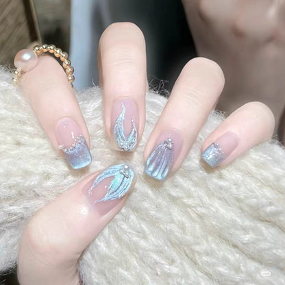 Artificial nails with elegant glitter and wave design Acalora