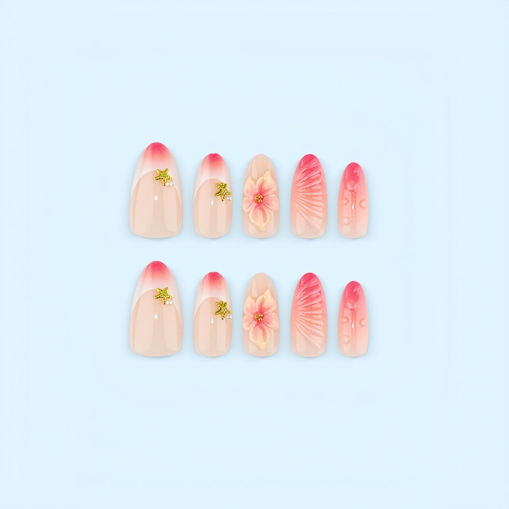 Artificial nails with flower and glitter accents Acalora