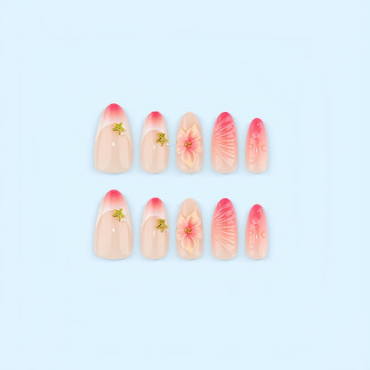 Artificial nails with flower and glitter accents Acalora