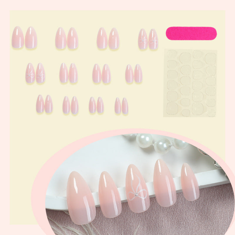 Elegant Press-On Nail Set with Delicate Floral Accents Acalora
