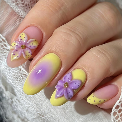 Premium Artificial Nails with intricate floral decorations Acalora