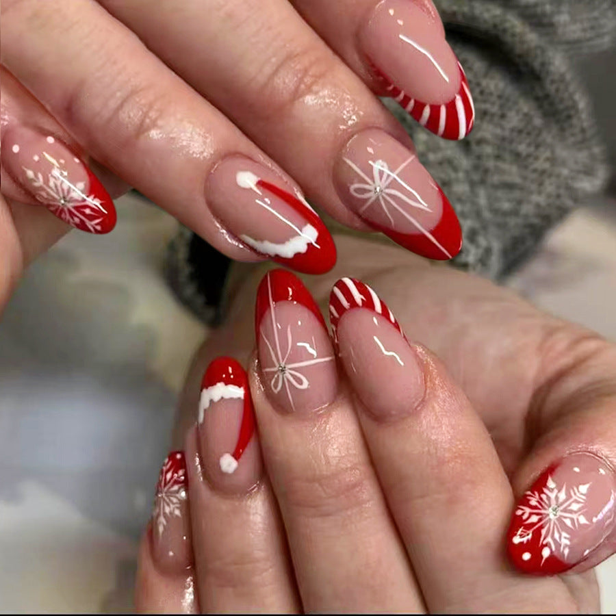 Festive Holiday-Themed Press-On Nail Set Acalora