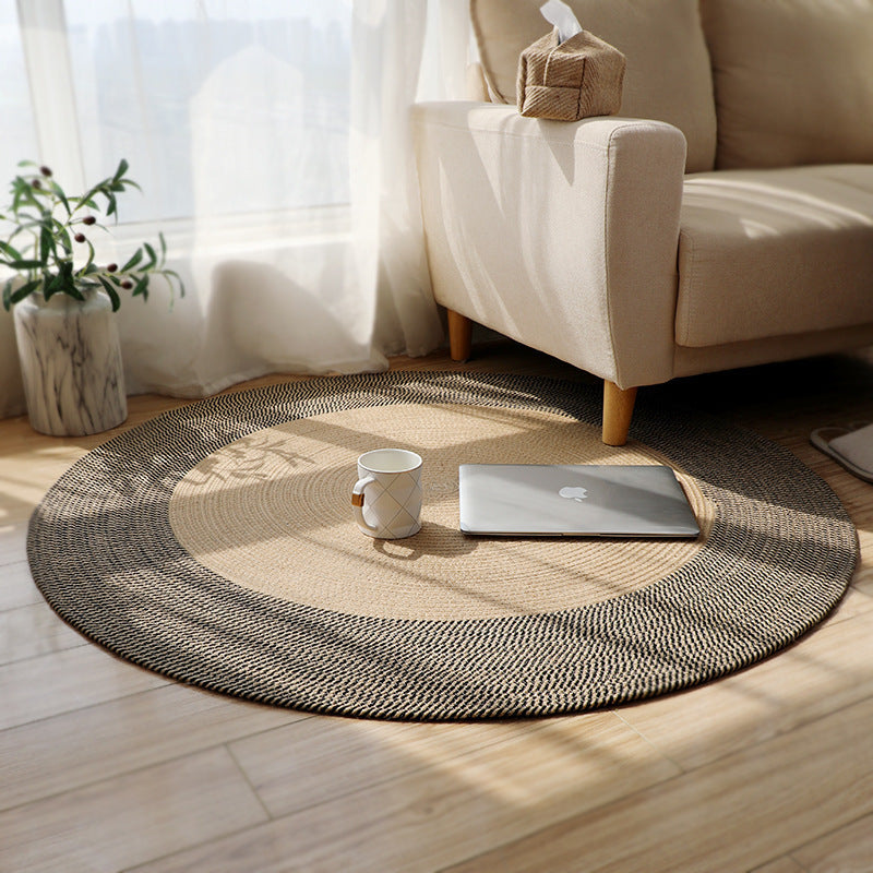 Rustic Round Rug with Fringes Acalora