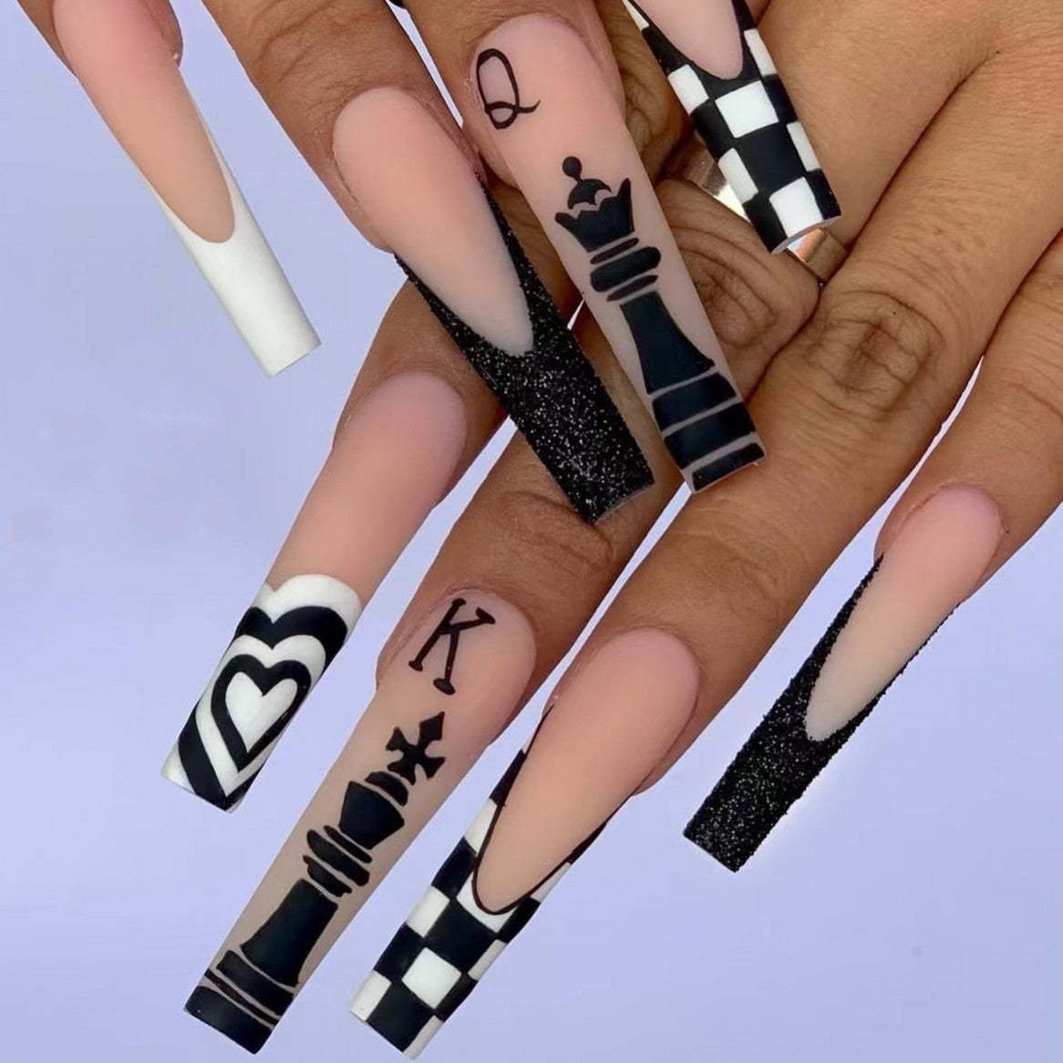 Art Nail Set with Creative Chess Designs Acalora
