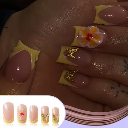 Artistic Floral Press-On Nail Design Acalora