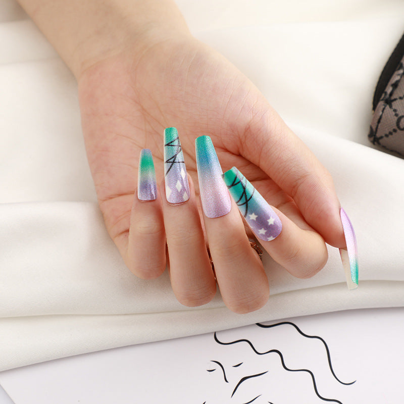 Artificial nails with star and moon design Acalora