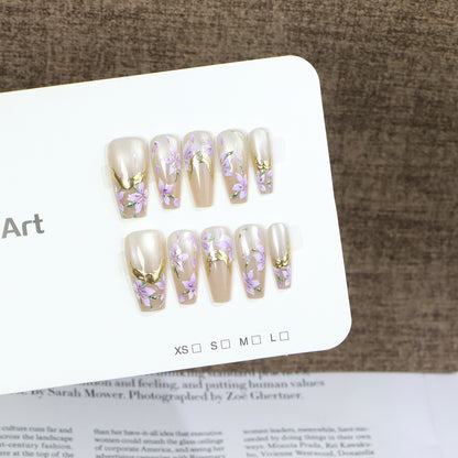 Elegant Floral Press-On Nail Set Acalora