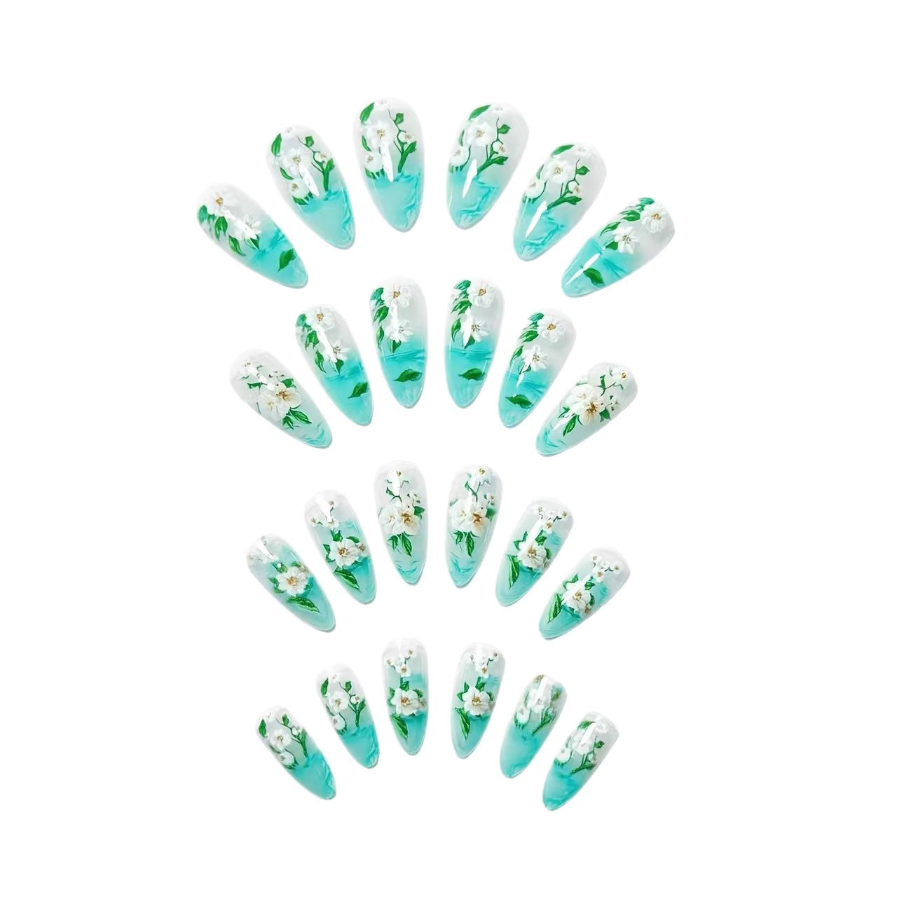 Floral Elegant Acrylic Nail Art Acalora
