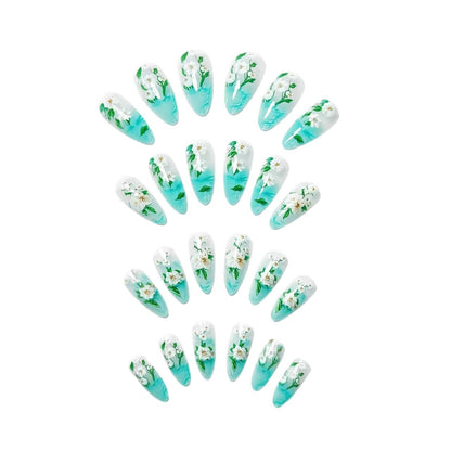 Floral Elegant Acrylic Nail Art Acalora