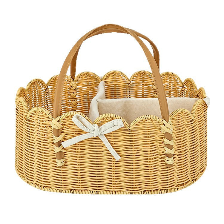 Charming storage basket with leather handles Acalora