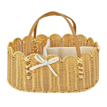 Charming storage basket with leather handles Acalora