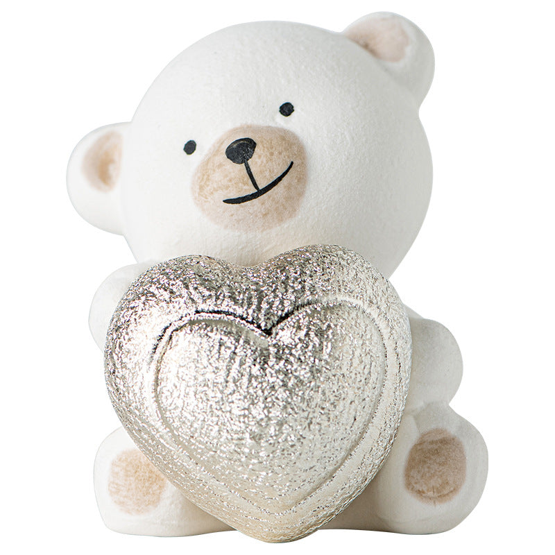 Kawaii Bear Figurine with Heart Acalora