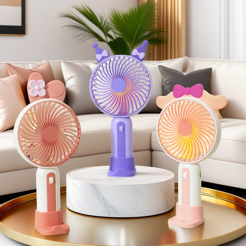 Women's Portable Handheld Fan with USB Charging Function and LED Lighting Karnz