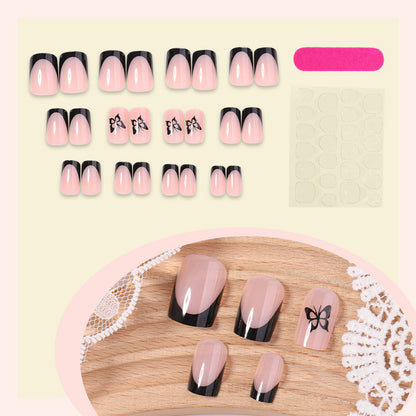 Decorative Press-On Nail Set with Elegant Bow Accents Acalora