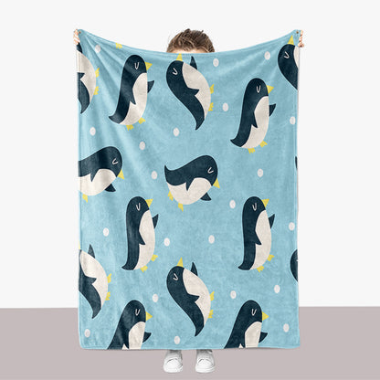 Penguin-Themed Plush Throw Blanket