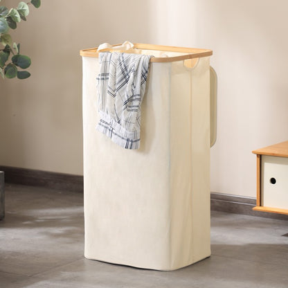 Elegant Laundry Container Made of High-Quality Textile with Bamboo Frame Acalora