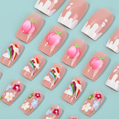 Artificial nails with cheerful flower designs Acalora