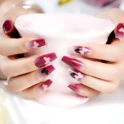 Heart-Patterned Press-On Nail Art Set Acalora