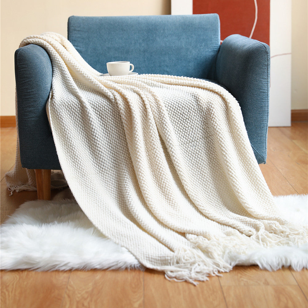 Textured Fringe Throw Blanket