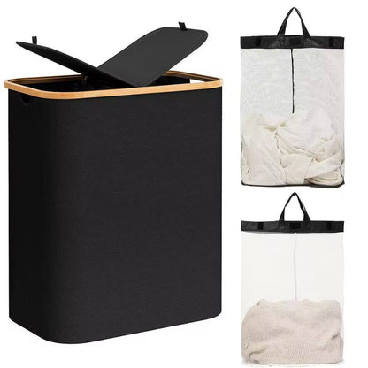 Elegant laundry basket with bamboo lid Acalora
