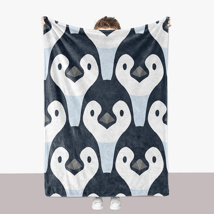 Penguin-Themed Plush Throw Blanket