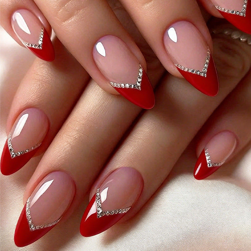 Premium Decorative Press-On Nail Set with Jewel Accents Acalora