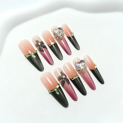 Artificial nails with elegant flower and heart decoration Acalora