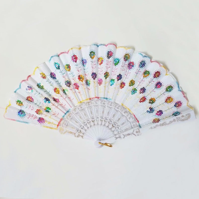 Ladies' handmade fan with fine embroideries Brehn