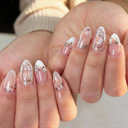 Elegant Floral Press-On Nail Art Ensemble Acalora