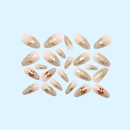 Artificial nails with elegant flower design and glitter accents Acalora