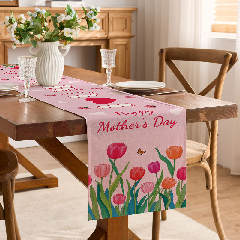 Decorative Floral Print Table Runner