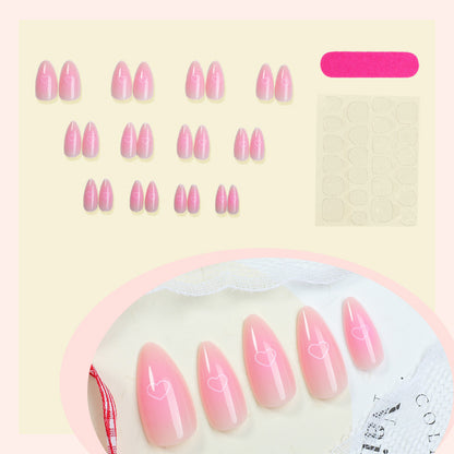 Heart-Embellished Press-On Nail Art Set Acalora