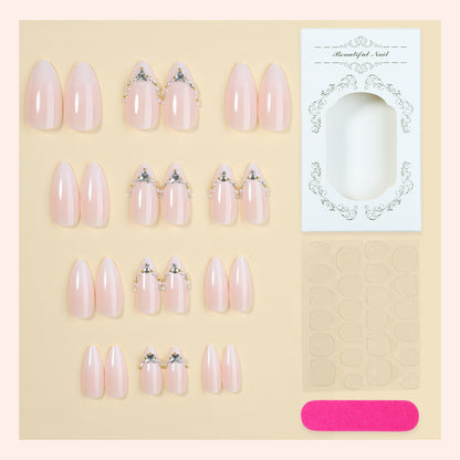 Premium Decorative Press-On Nail Set with Gem Accents Acalora