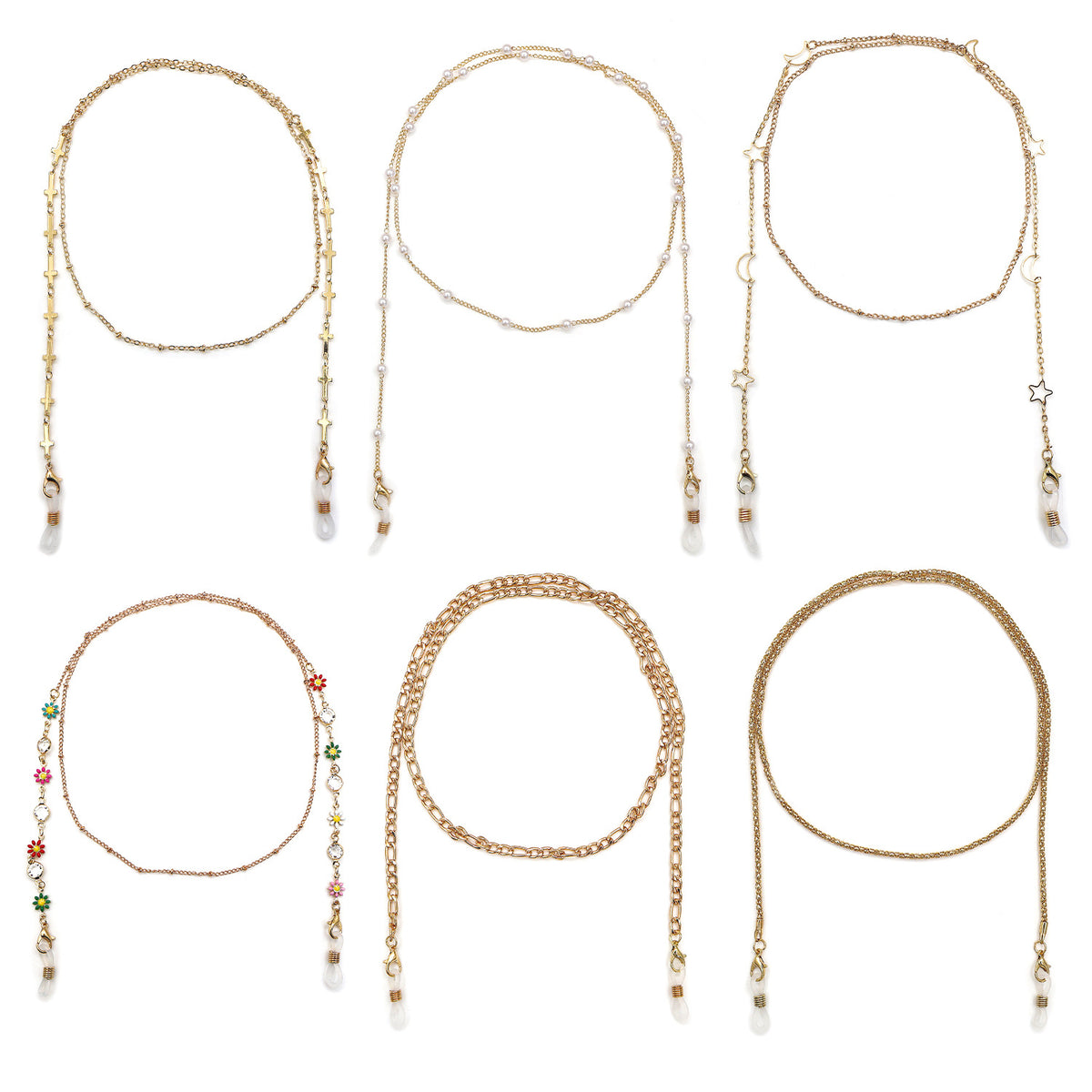 Elegant Cross-Embellished Eyewear Chain Acalora