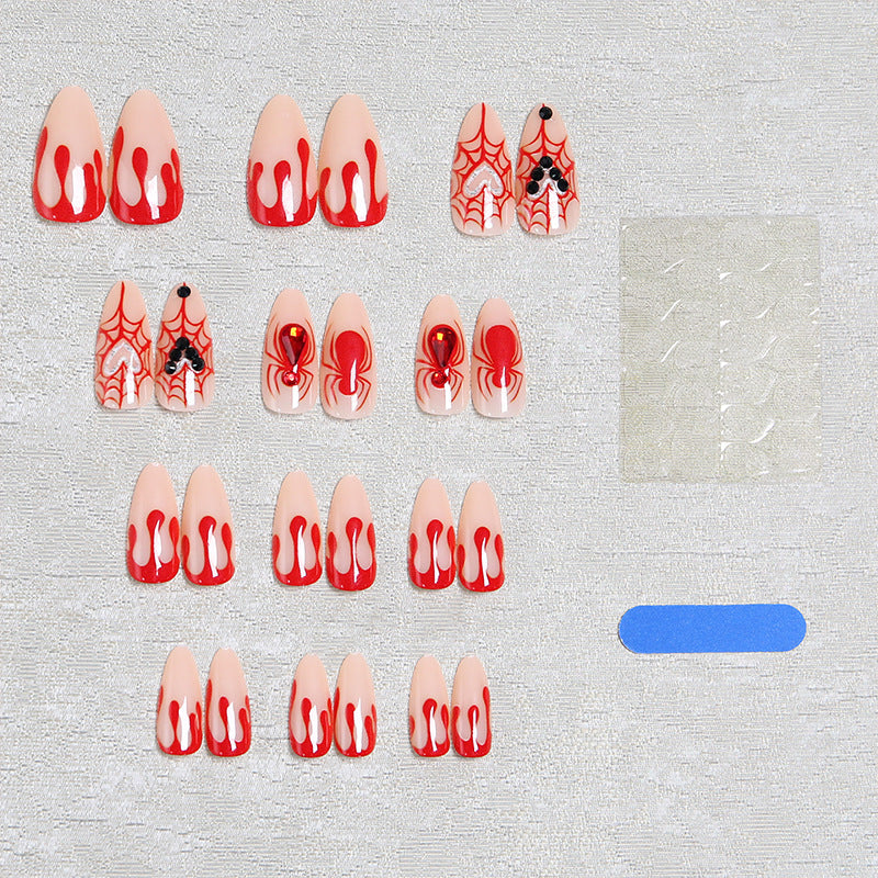 Artificial nail set with Halloween motif and intricate decorations Acalora