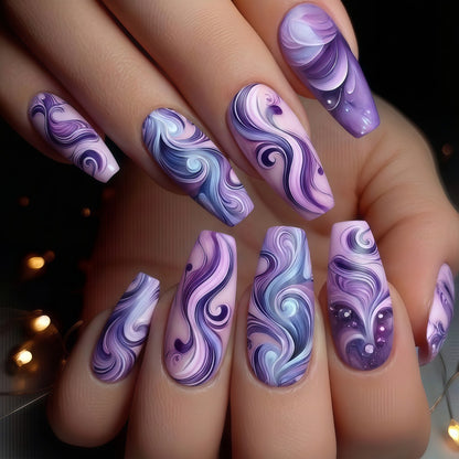 Artificial nails with elegant marble design Acalora