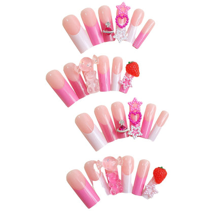 Decorative False Nail Art Set with 3D Embellishments Acalora