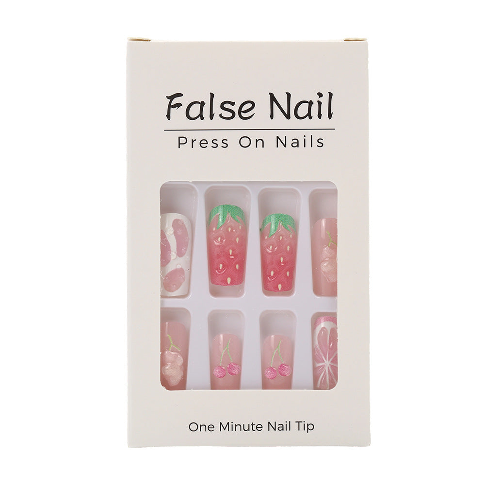 Artificial nails with strawberry and cherry designs Acalora
