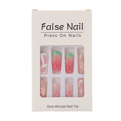 Artificial nails with strawberry and cherry designs Acalora