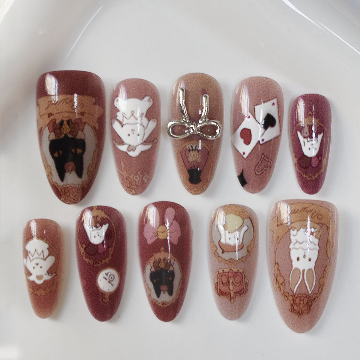 Whimsical Character-Themed Press-On Nail Art Acalora