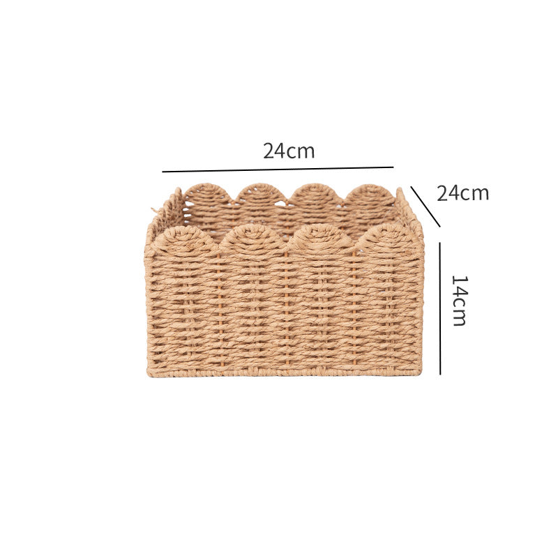 Handwoven storage basket with playful design Acalora