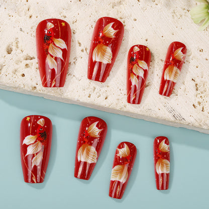 Artificial nail tips with floral accents Acalora