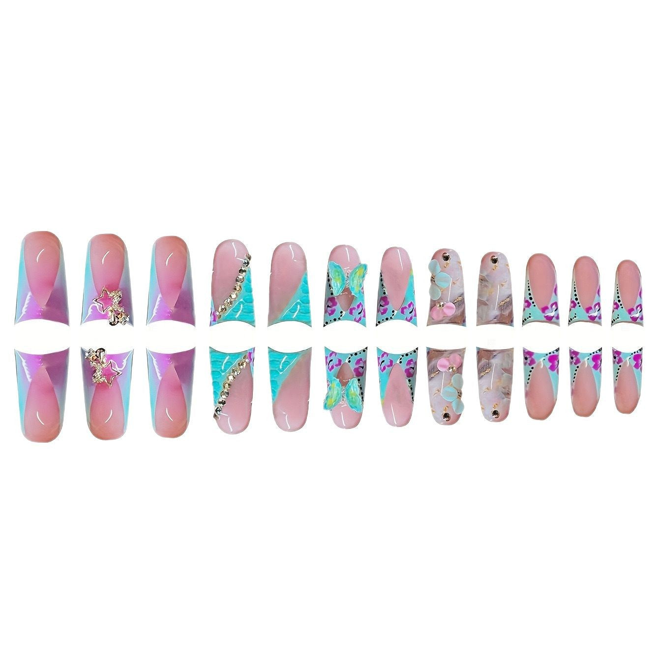Artistic 3D Floral Press-On Nail Art Acalora
