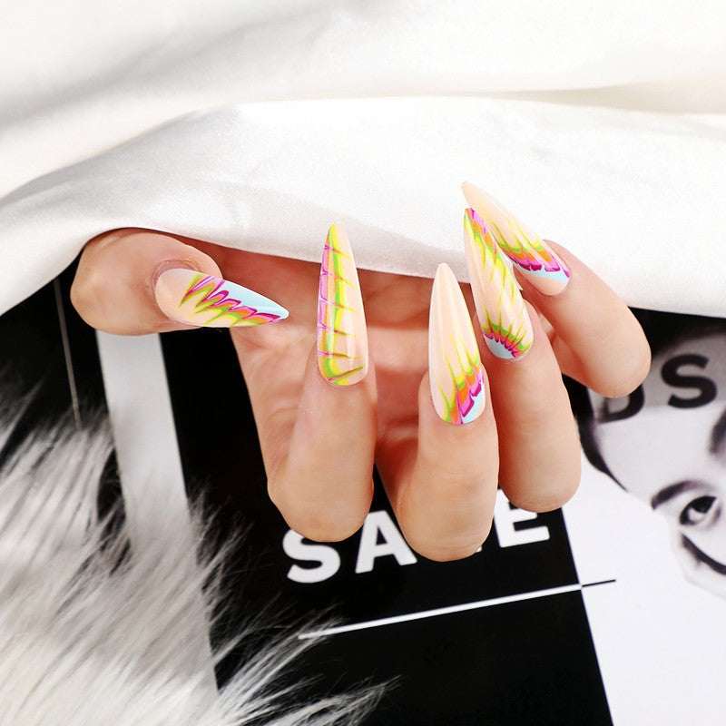 Creative artificial nails with modern wave pattern Acalora