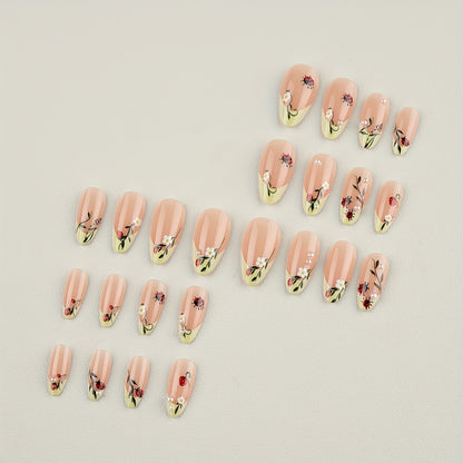Premium Floral Design Press-On Nails Acalora