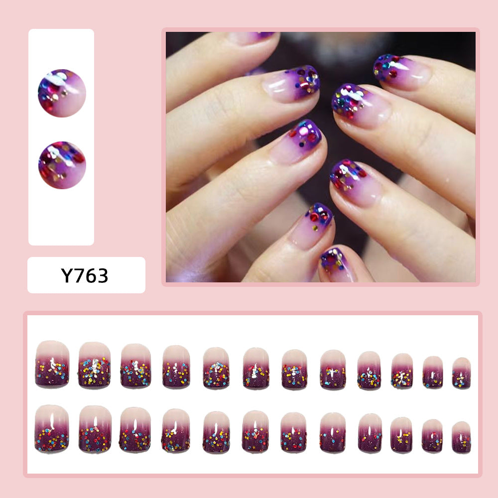 Artificial nails with glitter gradient and colorful accent Acalora