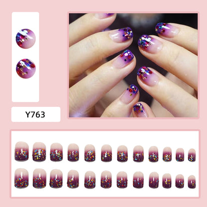 Artificial nails with glitter gradient and colorful accent Acalora