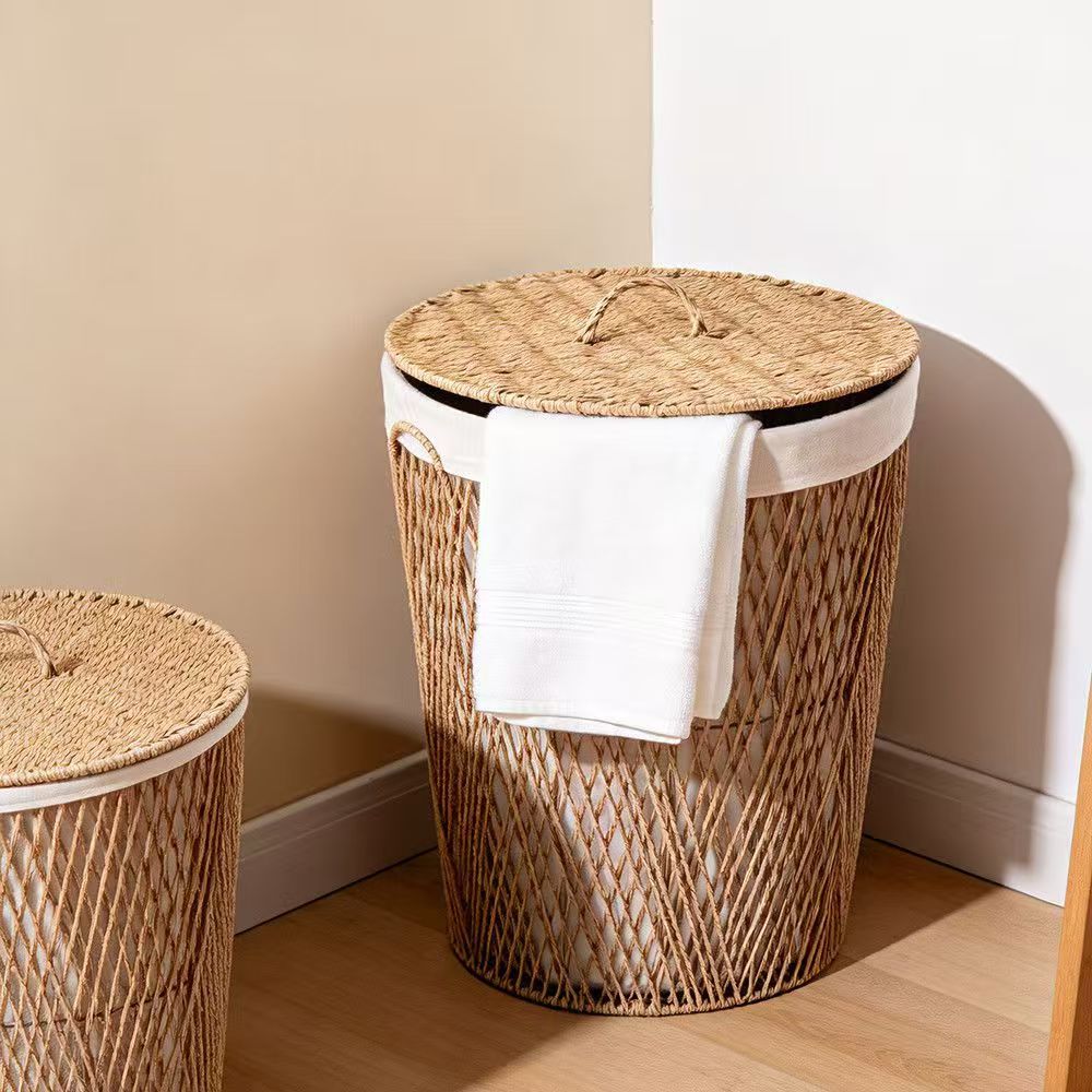 Natural fiber laundry basket with lid Acalora