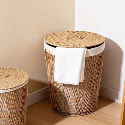 Natural fiber laundry basket with lid Acalora