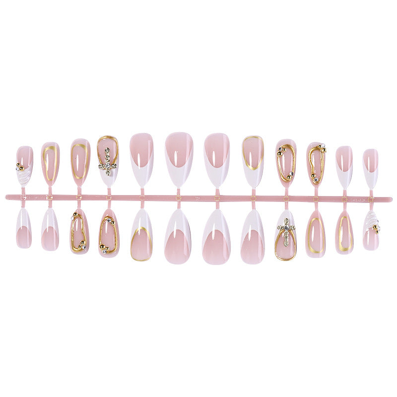 Artistic Press-On Nail Set with Elegant Design Accents Acalora
